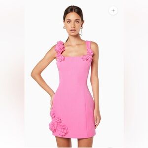 elliatt trompe pink 3d floral embellished mini dress size Large NEW